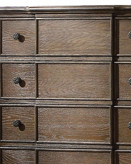 60" Dark Brown Solid Wood Nine Drawer Double Dresser