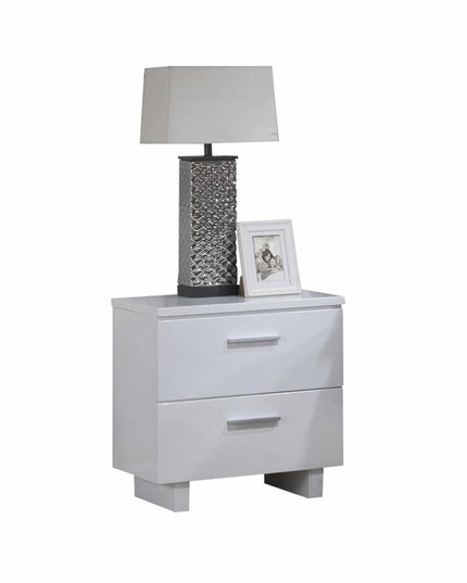 23" White Two Drawers Mirrored Nightstand