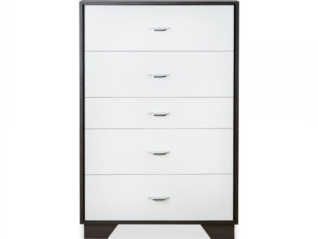 32" Brown and White Five Drawer Standard Chest
