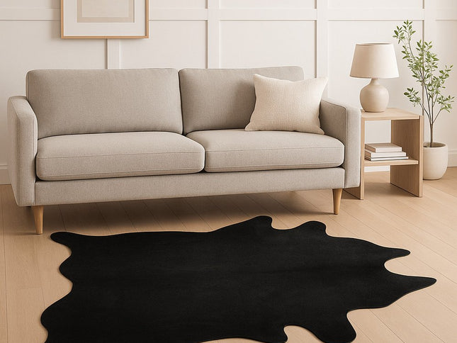 6' X 7' Black Cowhide Area Rug