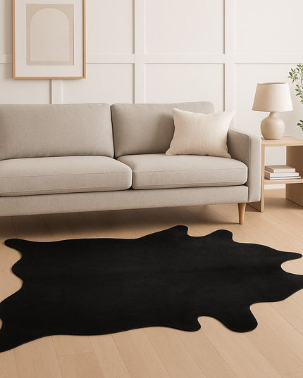 6' X 7' Black Cowhide Area Rug