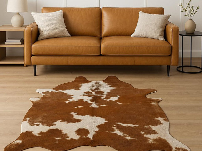 6' X 7' Black And White Cowhide Animal Print Area Rug