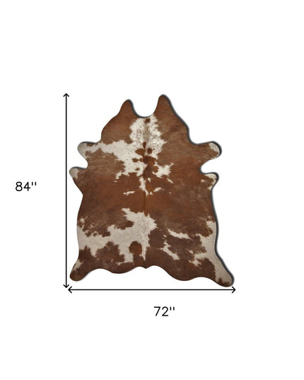 6' X 7' Black And White Cowhide Animal Print Area Rug