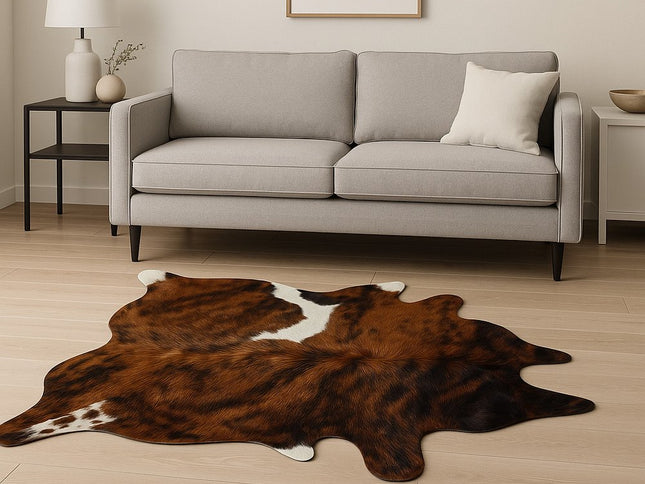 6' X 7' Brown And Black Cowhide Cowhide Print Area Rug