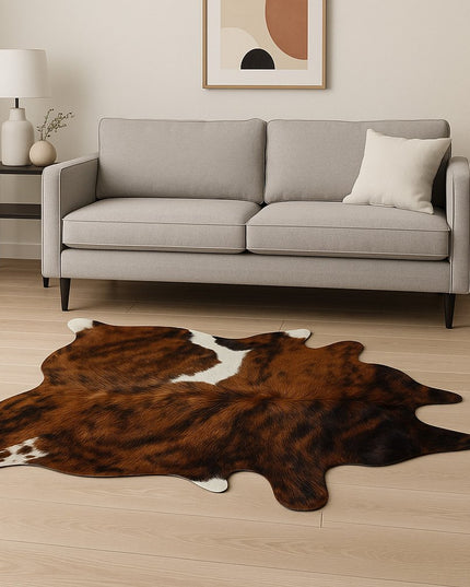 6' X 7' Brown And Black Cowhide Cowhide Print Area Rug