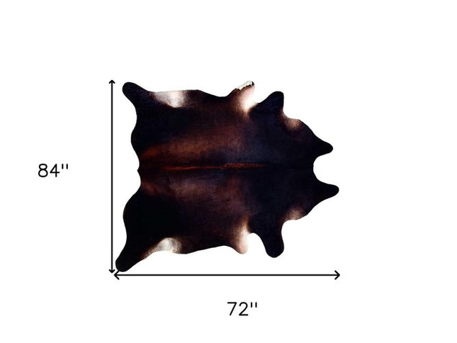 6' X 7' Brown And Black Cowhide Cowhide Print Area Rug