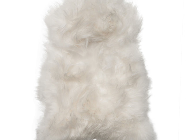 2' X 3' White Natural Wool Long-Haired Sheepskin Area Rug