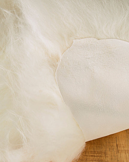 2' X 3' White Natural Wool Long-Haired Sheepskin Area Rug