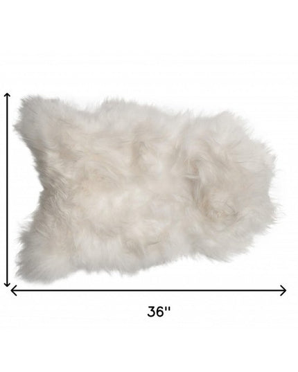2' X 3' White Natural Wool Long-Haired Sheepskin Area Rug