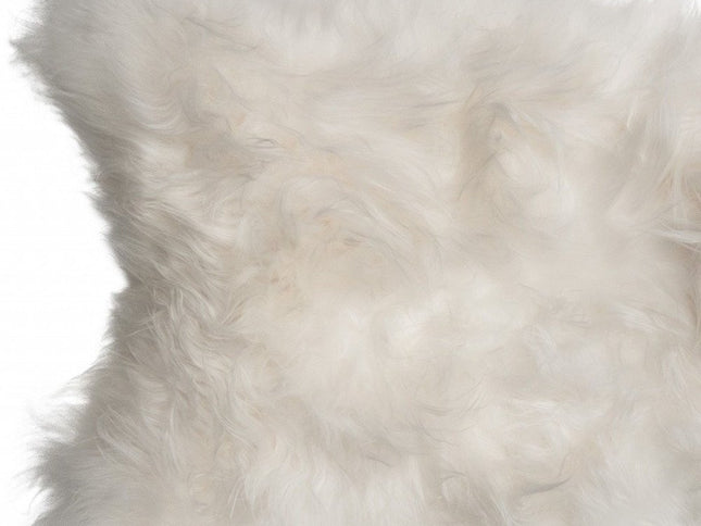 2' X 3' White Natural Wool Long-Haired Sheepskin Area Rug