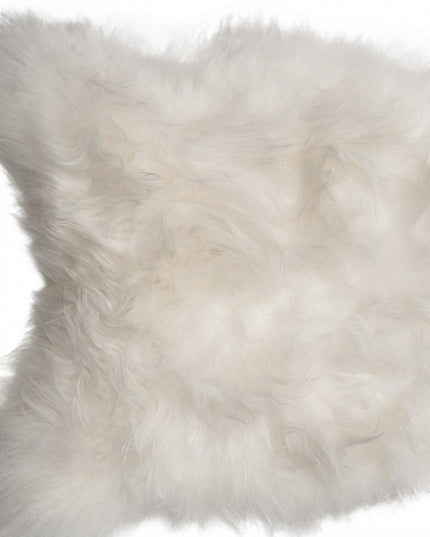 2' X 3' White Natural Wool Long-Haired Sheepskin Area Rug