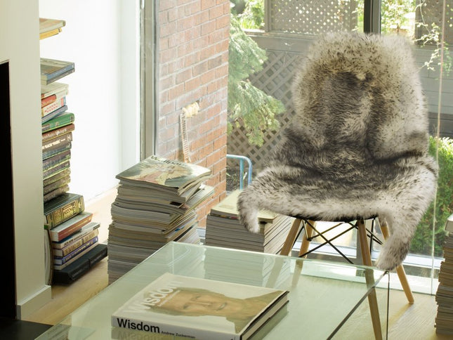 2' X 3' Gray Genuine Sheepskin Animal Print Shag Area Rug