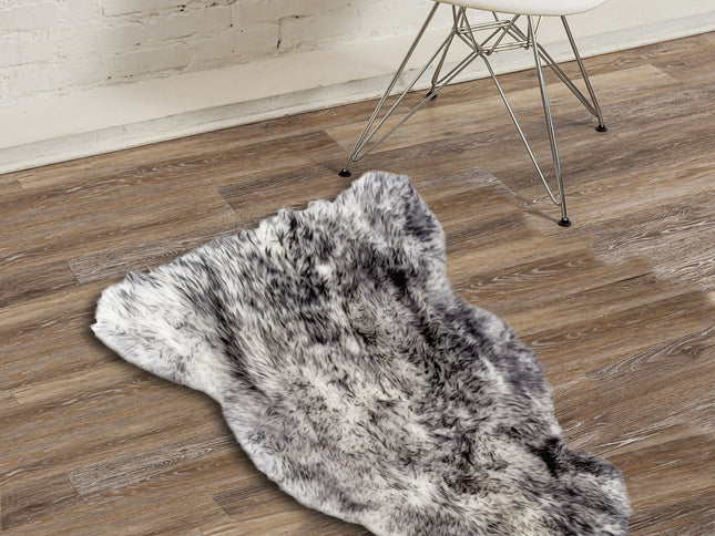 2' X 3' Gray Genuine Sheepskin Animal Print Shag Area Rug
