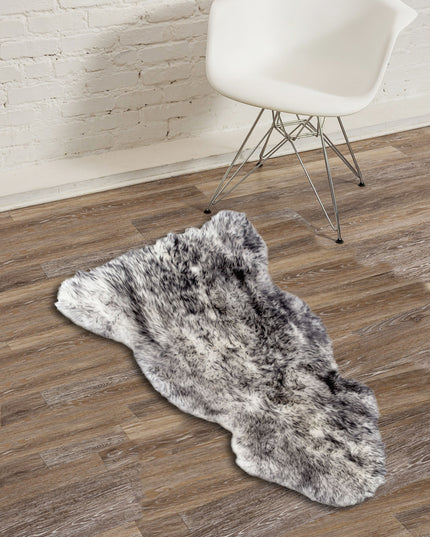 2' X 3' Gray Genuine Sheepskin Animal Print Shag Area Rug