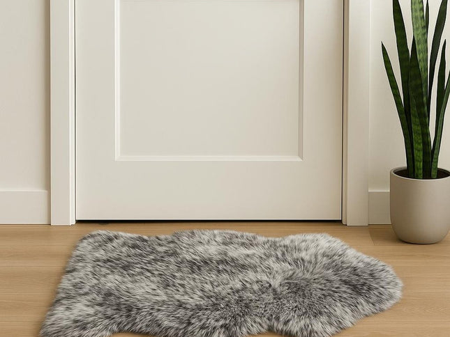 2' X 3' Gray Genuine Sheepskin Animal Print Shag Area Rug