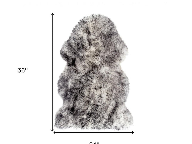 2' X 3' Gray Genuine Sheepskin Animal Print Shag Area Rug