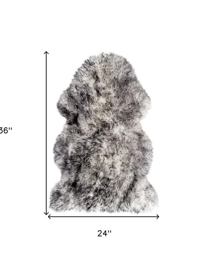 2' X 3' Gray Genuine Sheepskin Animal Print Shag Area Rug