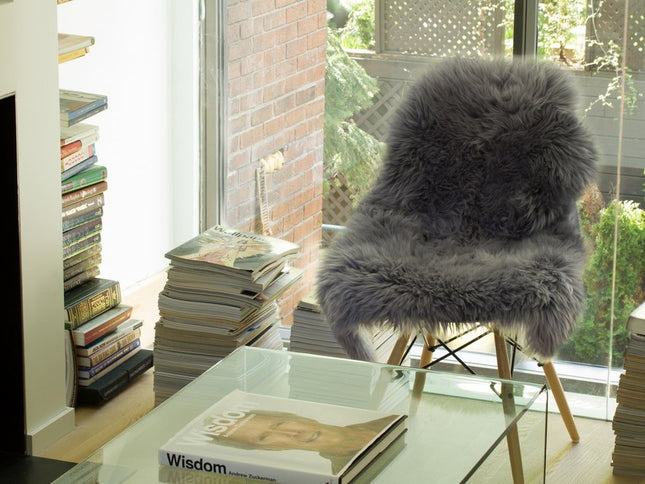 2' X 3' Gray Genuine Sheepskin Animal Print Shag Area Rug