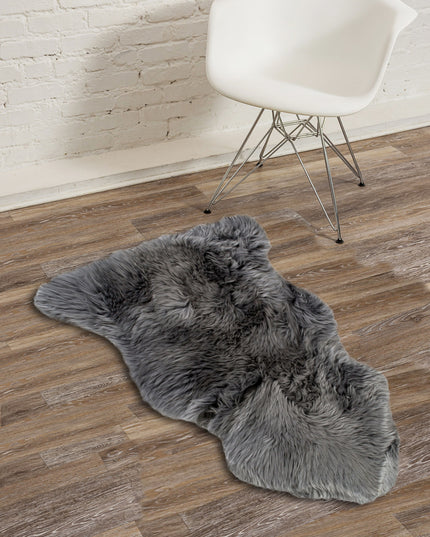 2' X 3' Gray Genuine Sheepskin Animal Print Shag Area Rug