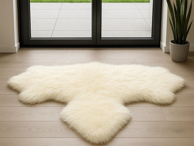 6' Natural Genuine Sheepskin Animal Print Shag Area Rug