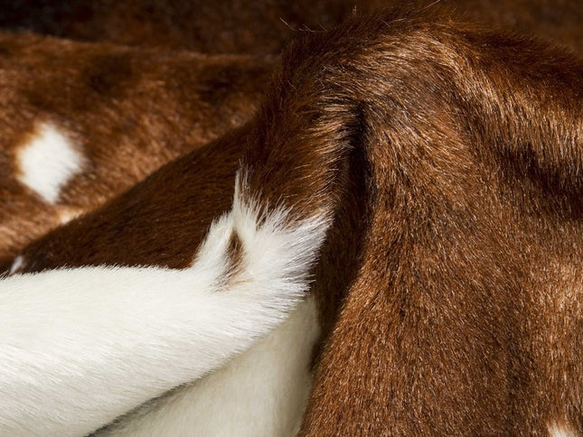 4' X 5' Brown And White Faux Fur Animal Print Washable Area Rug