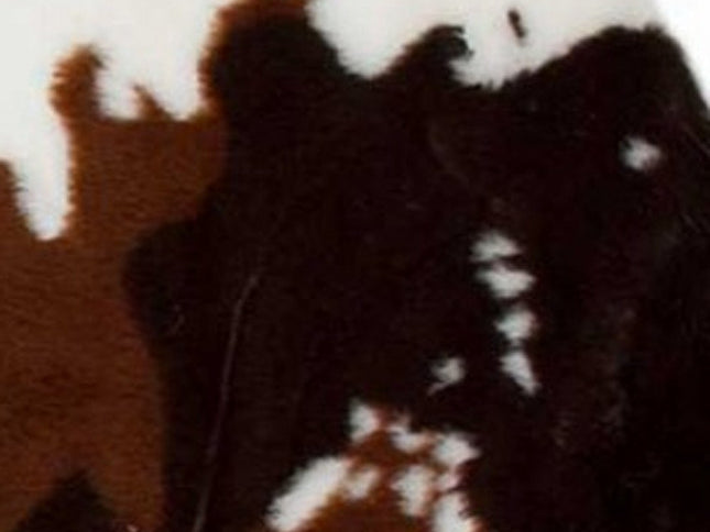 4' X 5' Brown And White Faux Fur Animal Print Washable Area Rug