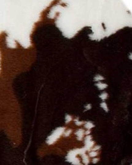 4' X 5' Brown And White Faux Fur Animal Print Washable Area Rug