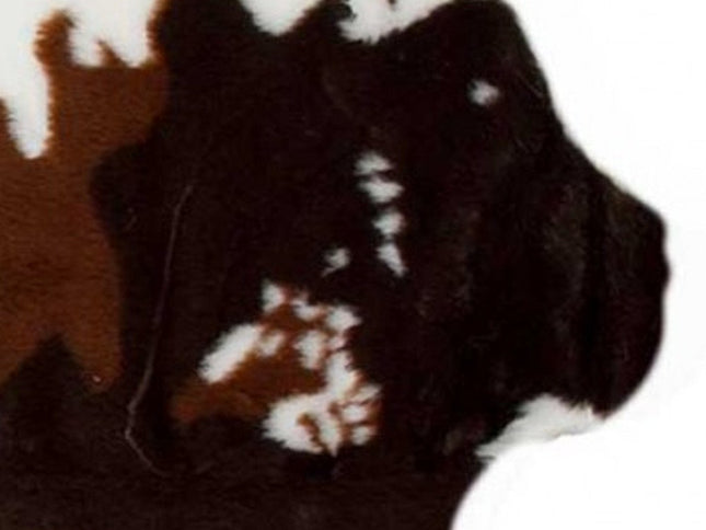 4' X 5' Brown And White Faux Fur Animal Print Washable Area Rug