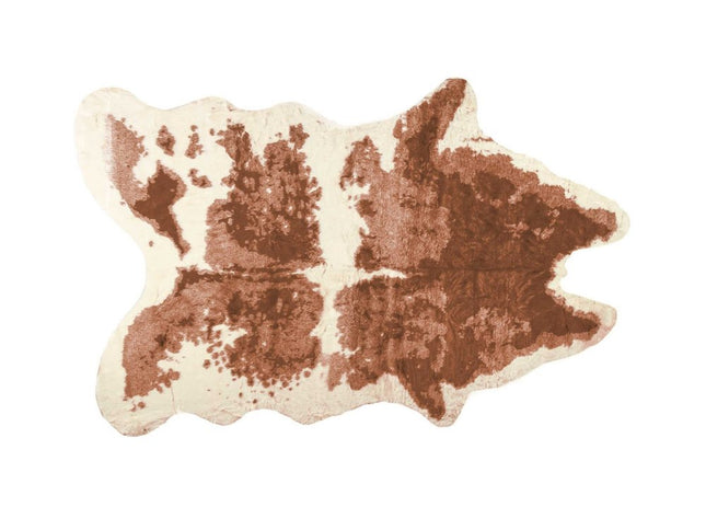 4' X 5' Brown And Ivory Faux Cowhide Animal Print Area Rug