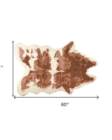 4' X 5' Brown And Ivory Faux Cowhide Animal Print Area Rug