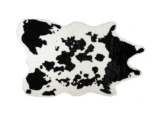 5' X 8' Black And White Cowhide Print Washable Area Rug