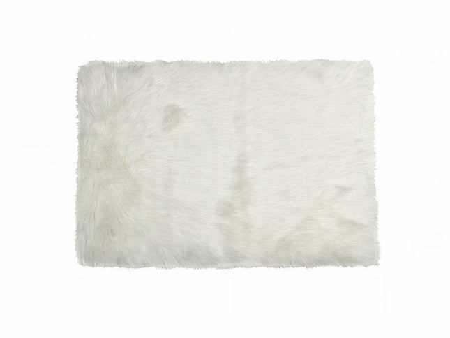 5' X 8' Off White Faux Fur Area Rug