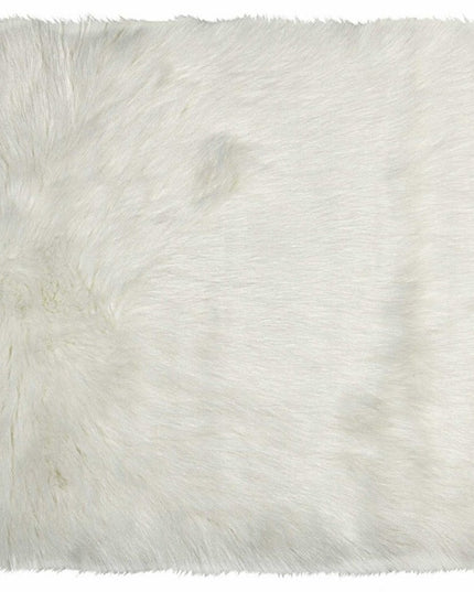 5' X 8' Off White Faux Fur Area Rug