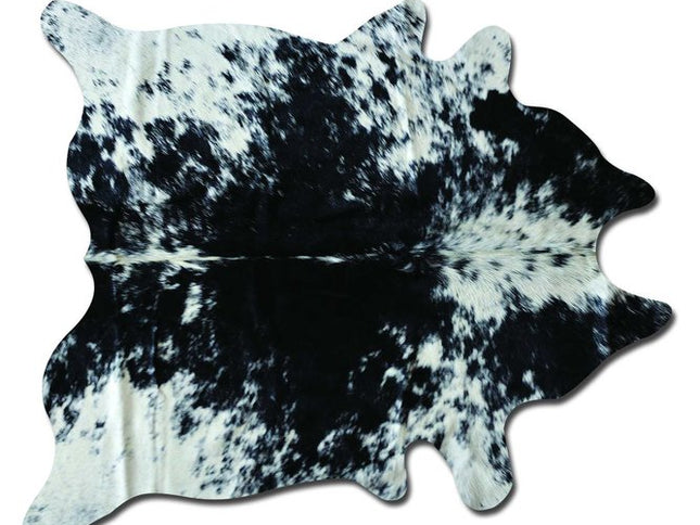 6' X 7' Black And White Cowhide Animal Print Handmade Area Rug