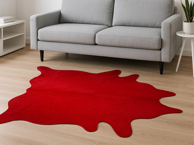 6' X 7' Red Cowhide Area Rug