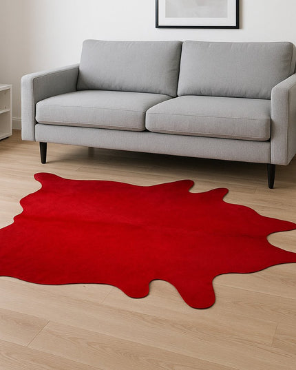 6' X 7' Red Cowhide Area Rug