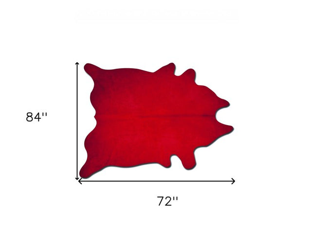 6' X 7' Red Cowhide Area Rug