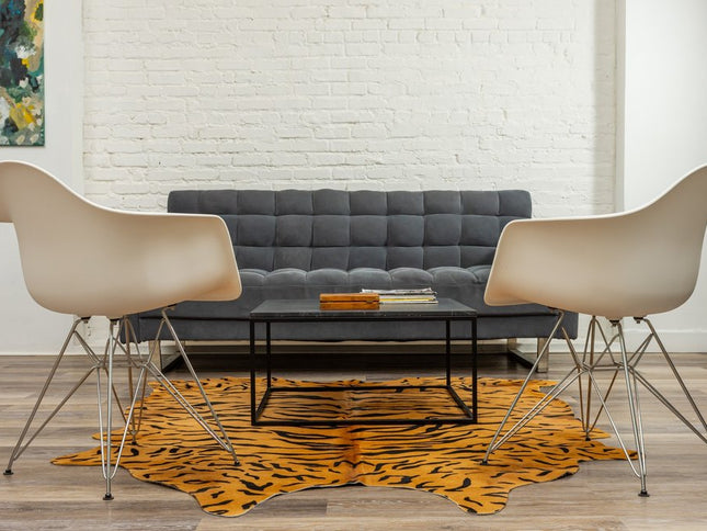 72" X 84" Tiger Chocolate On Natural Cowhide - Rug