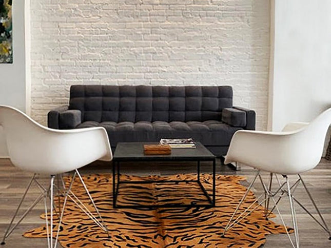 72" X 84" Tiger Chocolate On Natural Cowhide - Rug