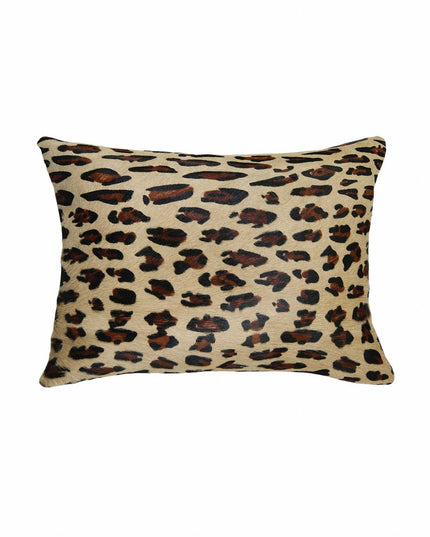12" X 20" Black And Orange Cowhide Throw Pillow