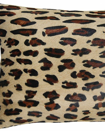 12" X 20" Black And Orange Cowhide Throw Pillow