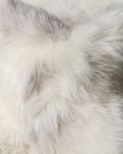 2' X 3' Ivory Black and Gray Spotted Shag Sheepskin Area Rug