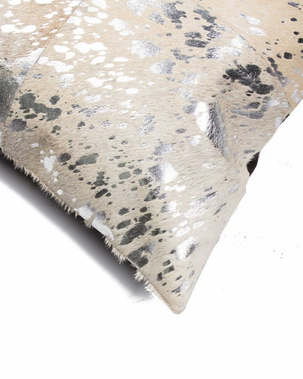 Set of Two 18" Chocolate And Gold Cowhide Throw Pillows