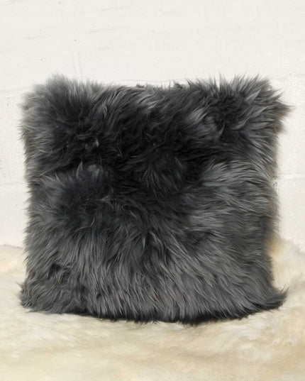 Set of Two 18" Gray Cowhide Throw Pillows