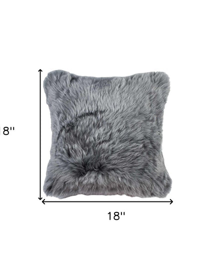 Set of Two 18" Gray Cowhide Throw Pillows