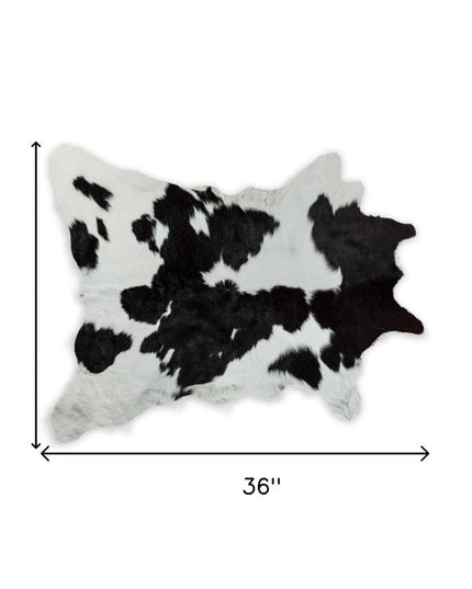 2' X 3' Black And White Cowhide Abstract Hand Woven Area Rug