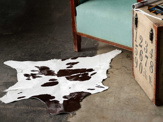 2' X 3' Black And White Cowhide Abstract Hand Woven Area Rug