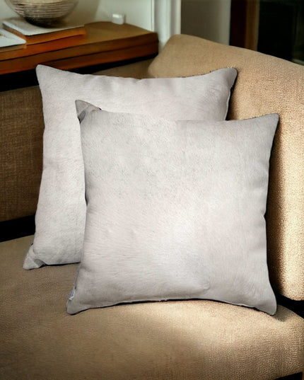 Set of Two 18" Chocolate And Gold Cowhide Throw Pillows
