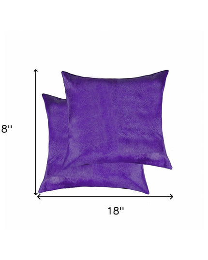 Set of Two 18" Chocolate And Gold Cowhide Throw Pillows