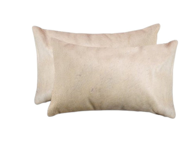 Set of Two 12" X 20" Gray Cowhide Throw Pillow